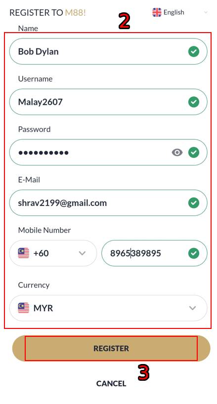 m88 malaysia register signup new account join registration form mobile