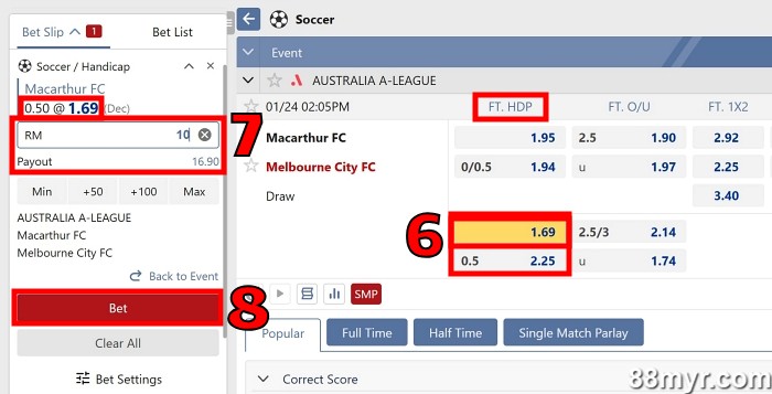What is handicap 0.5 step 3