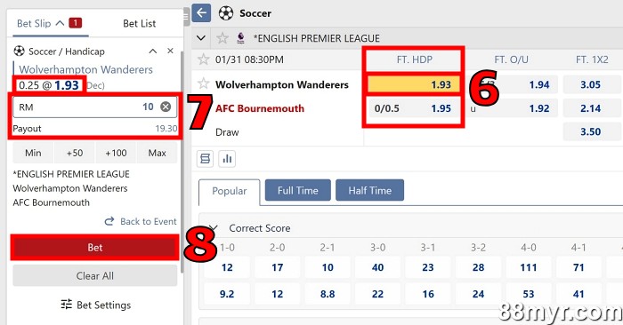 asian handicap 0.25 meaning step 3