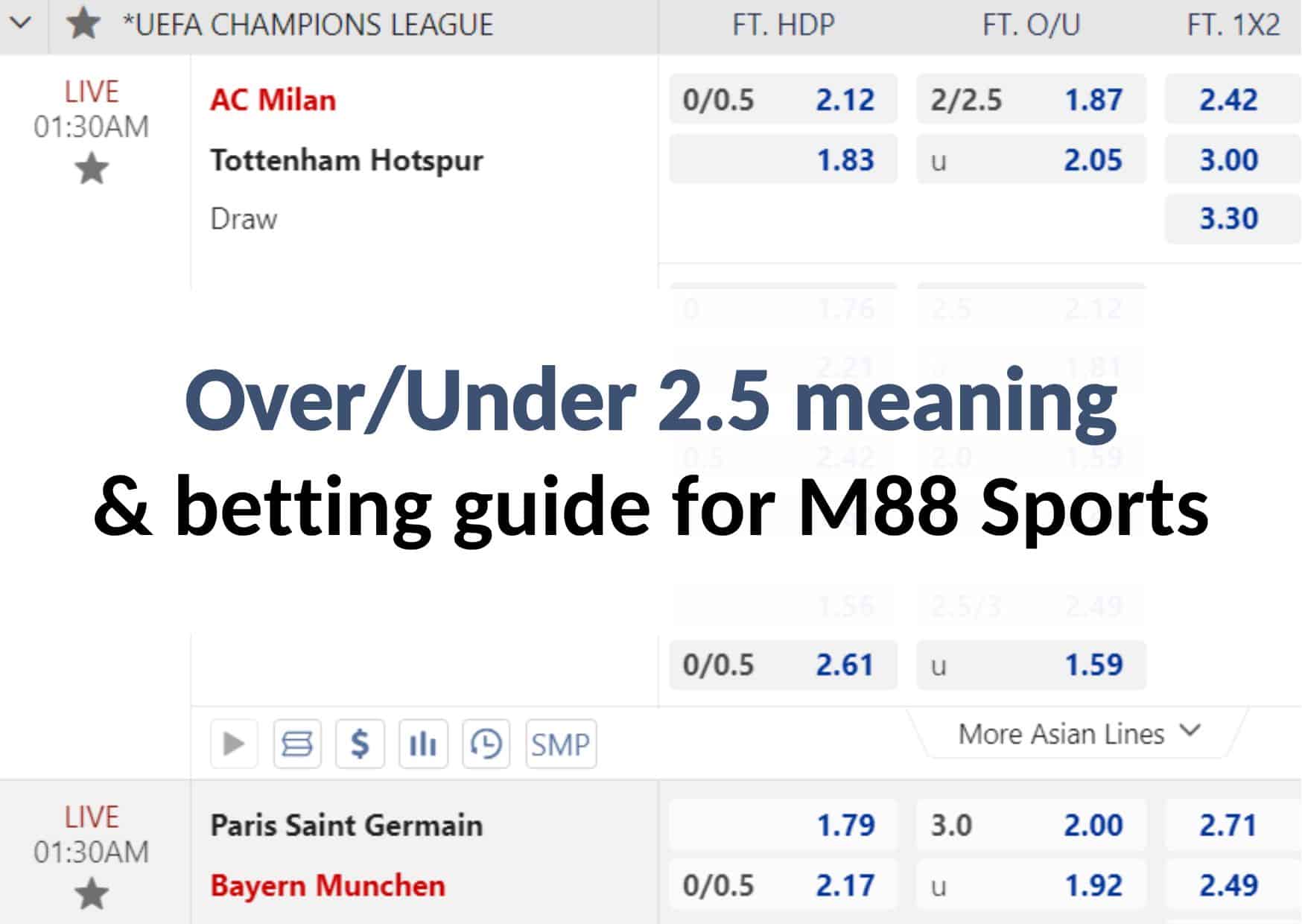 m88 betting site over under 2.5 option place bets win money