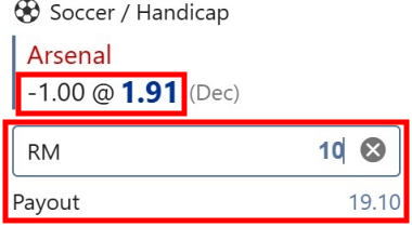 handicap 1 odds example 1