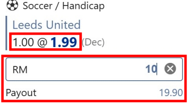handicap 1 odds example 2