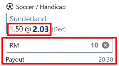 handicap 1.5 meaning betting odds