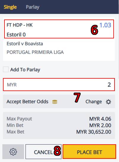 m88 handicap 0 betting slip minimum rm2 bet