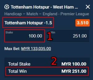 m88 handicap 1.5 betting meaning betting slip 2