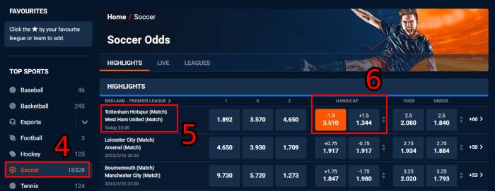m88 handicap 1.5 betting meaning select match odds sports