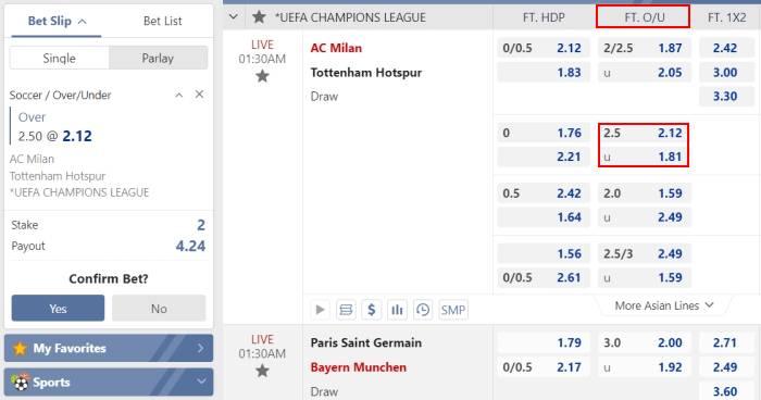 m88 over under 2.5 betting malaysia rm2 minimum bet 1
