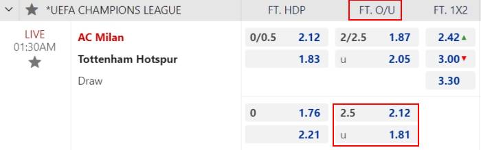 m88 over under 2.5 betting select sports betting odds example
