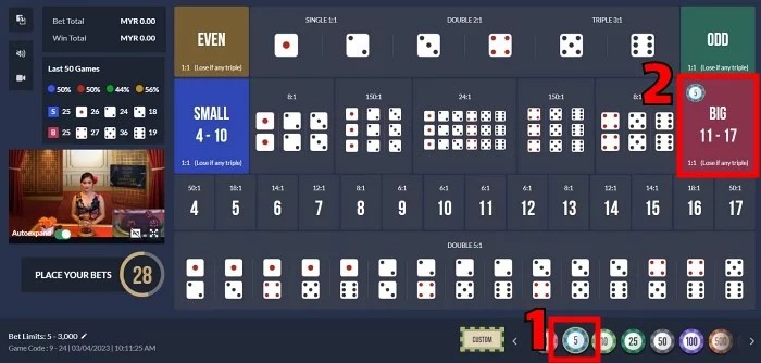 how to play sic bo online round 1
