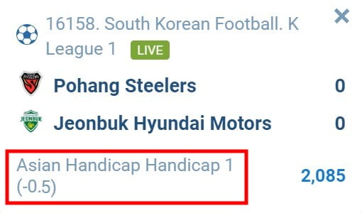1xbet what does 0.5 handicap mean