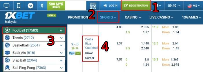 1xbet sports betting. register, login, select sports, select football, & place bets on asian handicap 1.5 meaning