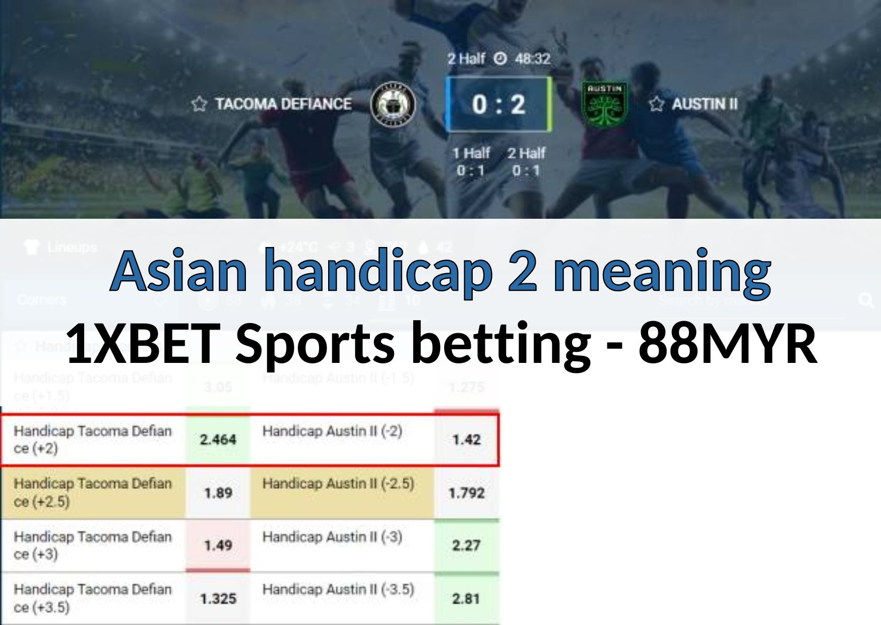 Asian handicap 2 meaning in betting with 1XBET Sports 88MYR
