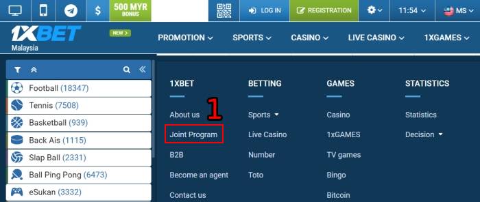 1xbet affiliate program partner account manager commission payment login marketing