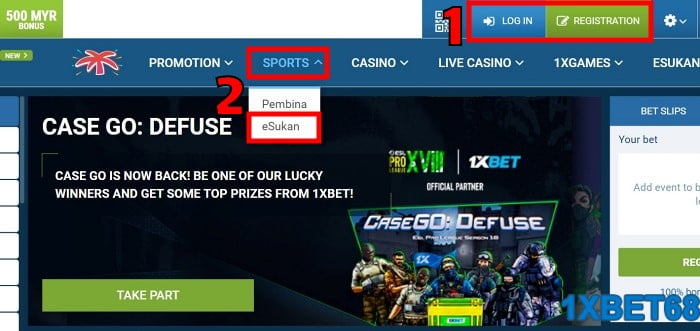 1xbet esports review by 88myr with betting tutorial step 1