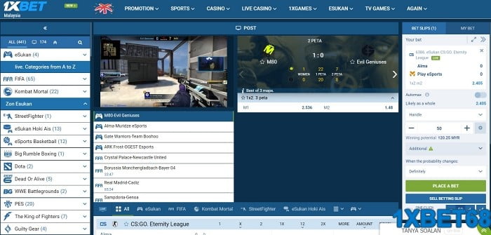 1xbet esports review on 1xbet dashboard for live esports by 88myr