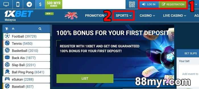 88myr 1xbet football betting tutorial by 88myr step 1