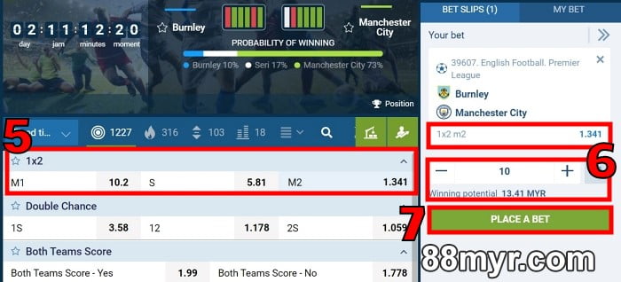 88myr 1xbet football betting tutorial by 88myr step 3