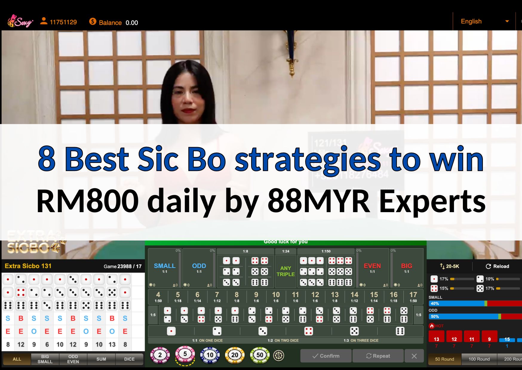 8 Best Sic Bo strategies to win RM800 daily by 88MYR Experts