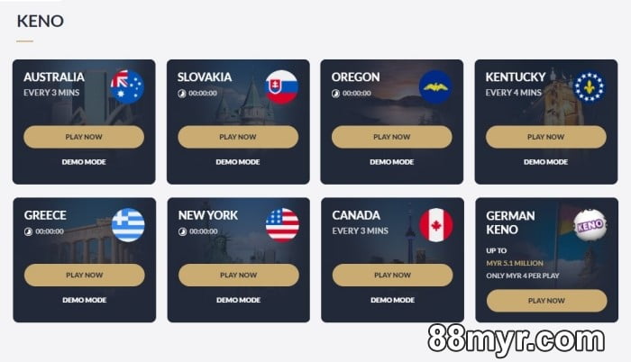 88myr online keno games for real money based on countries