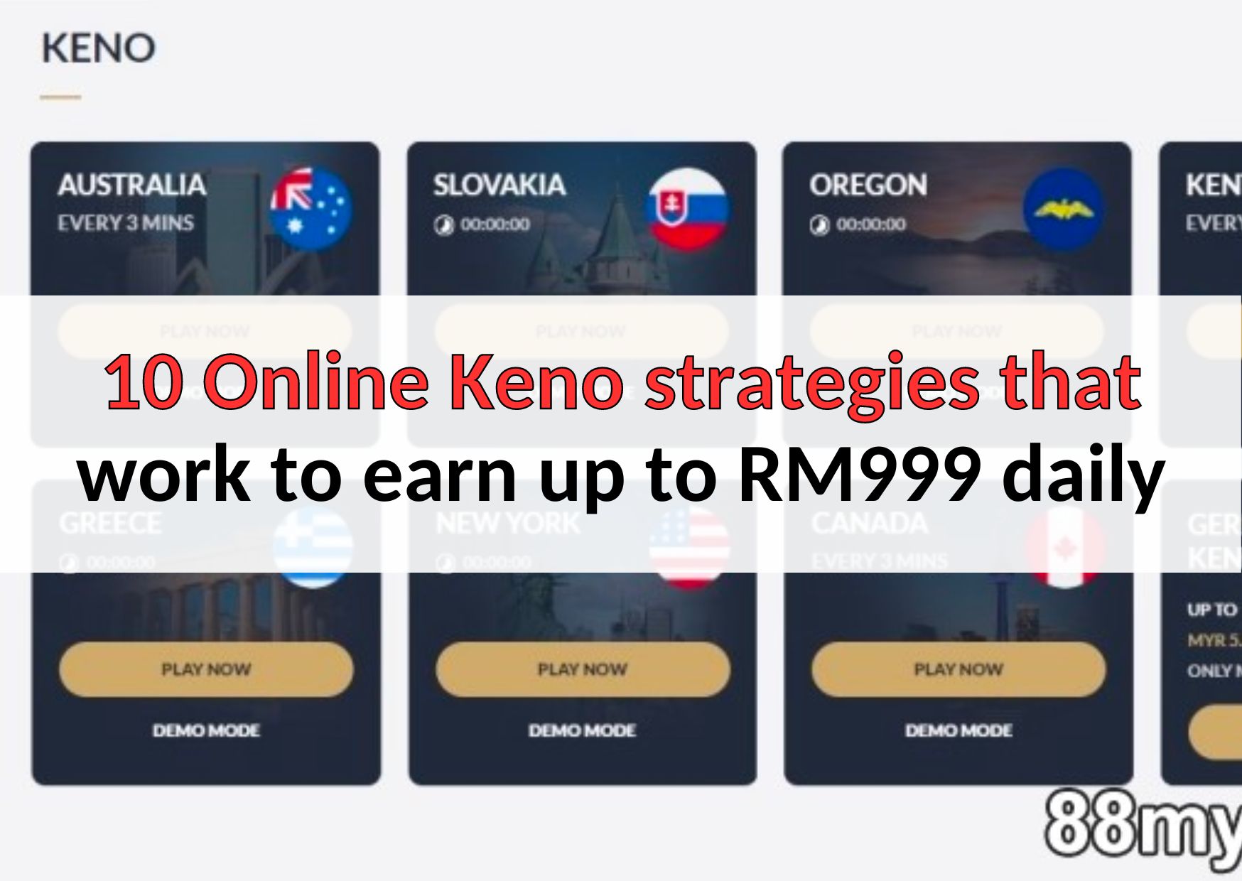 10 Online Keno strategies that work to earn up to RM999 daily