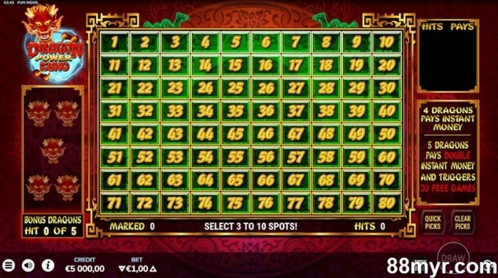 online keno games for real money dragon power keno