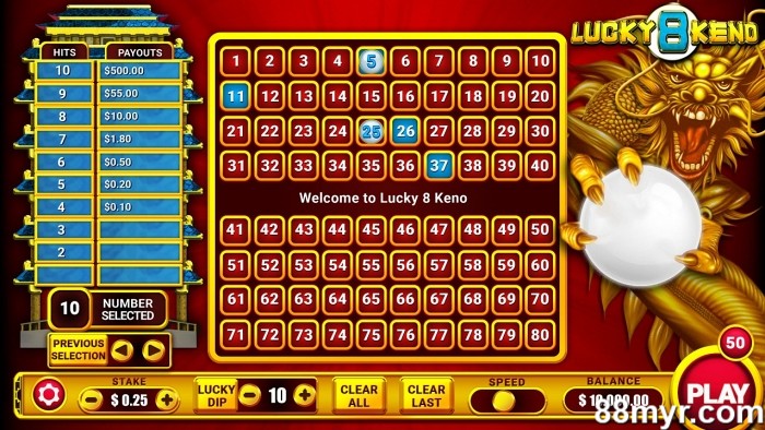 online keno games for real money lucky 8 keno