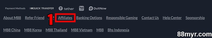 m88 affiliate program step 1
