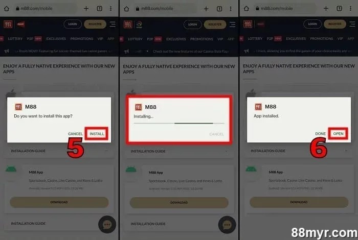 m88 mobile step 2 download app