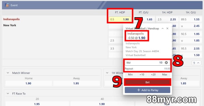 virtual basketball betting guide by 88myr step 3