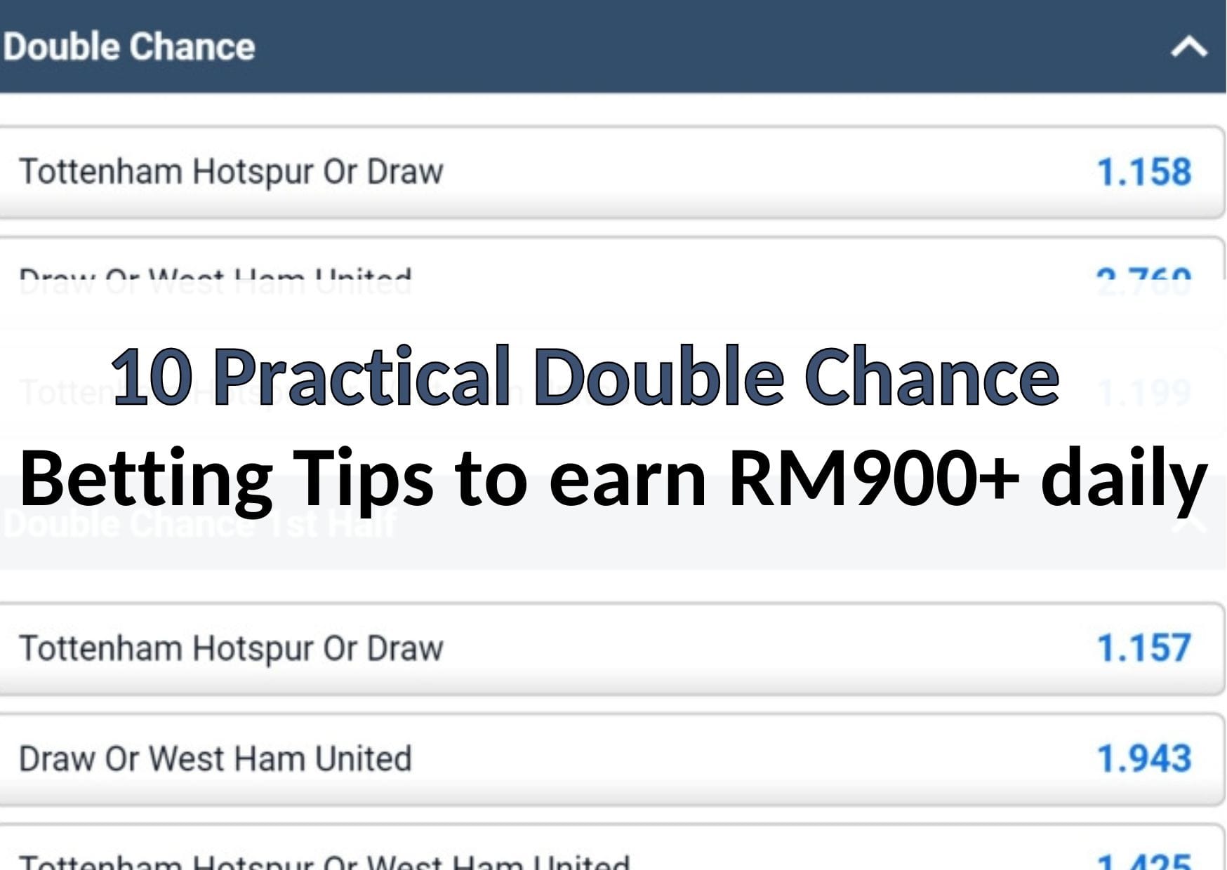 88myr Practical Double Chance Betting Tips to earn RM900+ daily