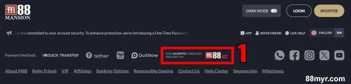 m88io learn how to access and play with crypto step 1