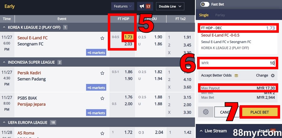 m88 msports step 3 wager on a bet option