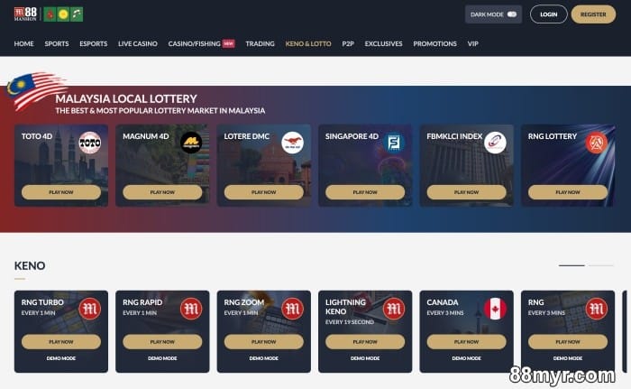 free casino keno games on m88 and w88