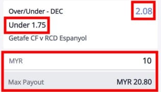 under 1.75 explained with betting odds outcomes