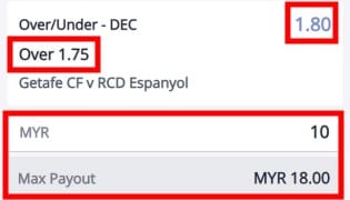 what does over 1.75 explained with betting odds