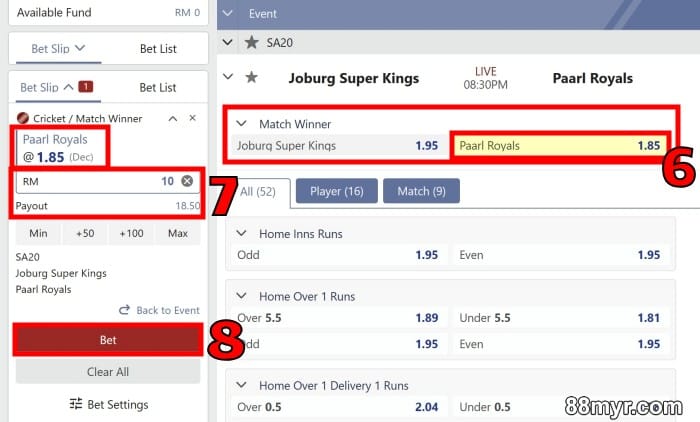 learn how to bet on cricket online guide 3rd step