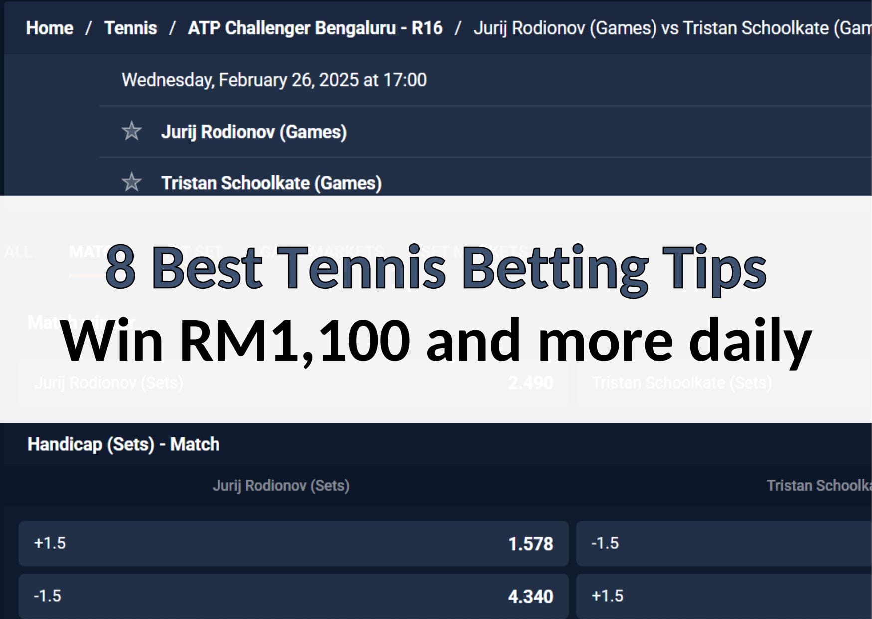 8 Best Tennis Betting Tips - Win RM1,100 and more daily