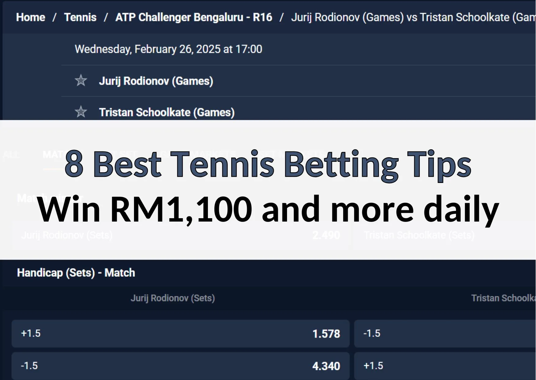 8 Best Tennis Betting Tips - Win RM1,100 and more daily