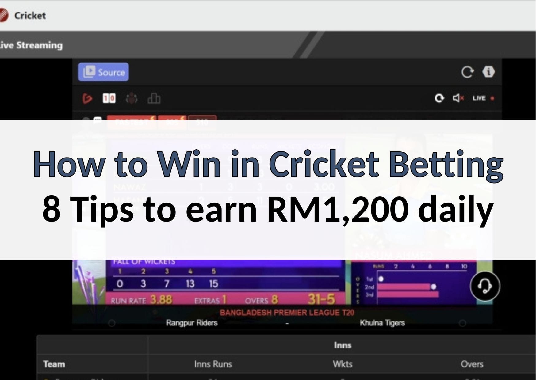 How to Win in Cricket Betting - 8 Tips to earn RM1,200 daily