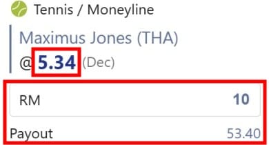 how does tennis betting work m88 sports example