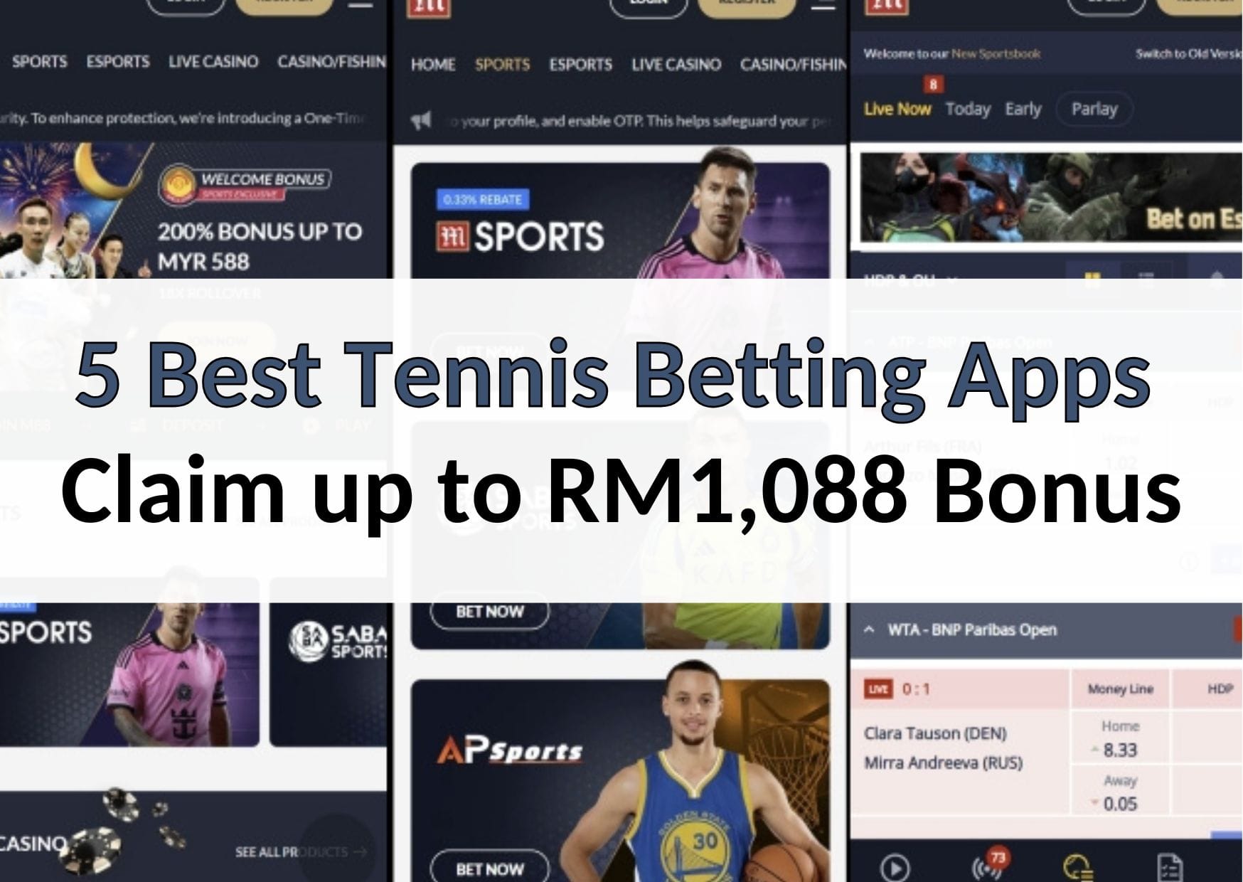 5 Best Tennis Betting Apps 2025 - Claim up to RM1,088 Bonus