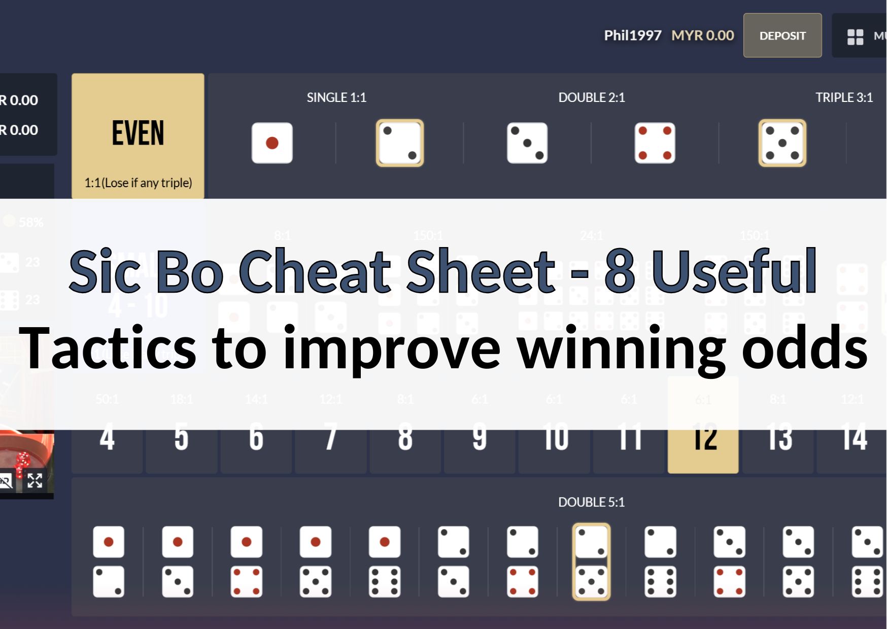 Sic Bo Cheat Sheet tips and tricks