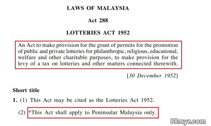 is online lottery legal malaysia gambling laws