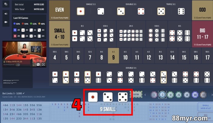 sic bo game rules outcomes with payout calculation