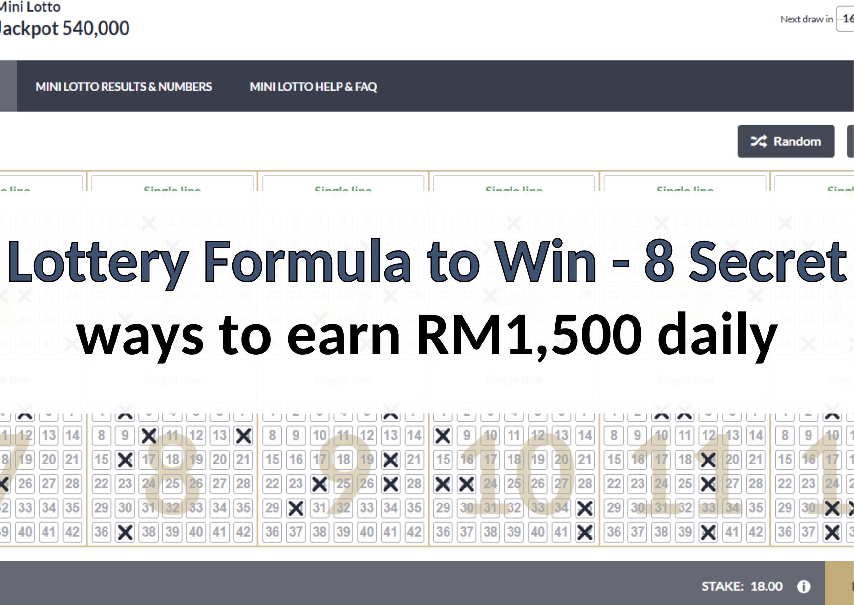 Lottery Formula to Win - 8 Secret ways to earn RM1,500 daily