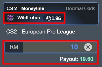 example 2 csgo betting odds