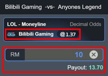 league of legends betting odds example 1