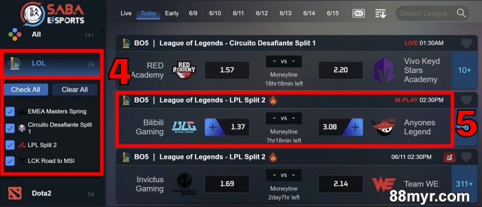 league of legends betting wager for low stakes at m88