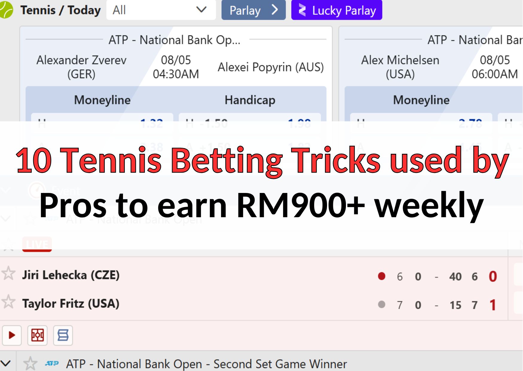 10 Tennis Betting Tricks used by Pros to earn RM900+ weekly