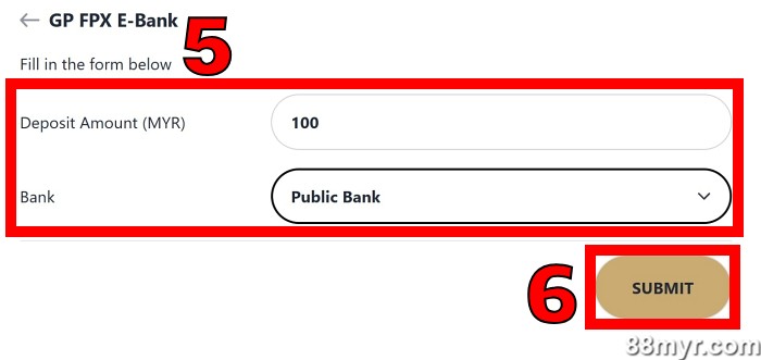 m88 deposit enter deposit amount step 3